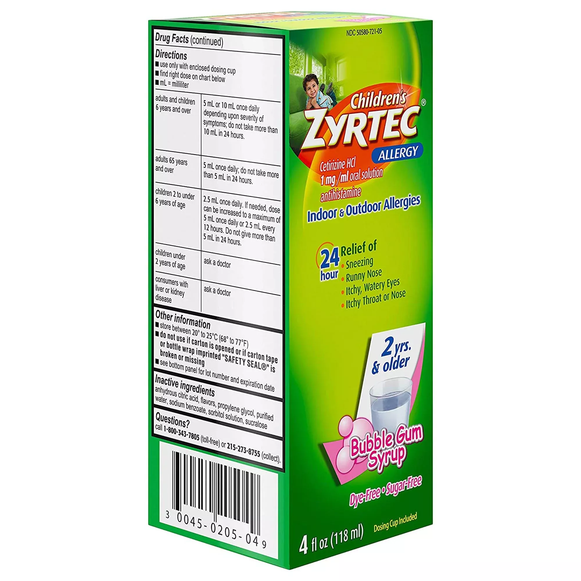 Children's Zyrtec Cetirizine Allergy Relief, 1 Each