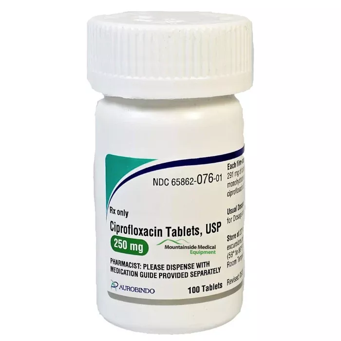 Ciprofloxacin HCL Tablets 250 mg Strength 100 Count (Rx)