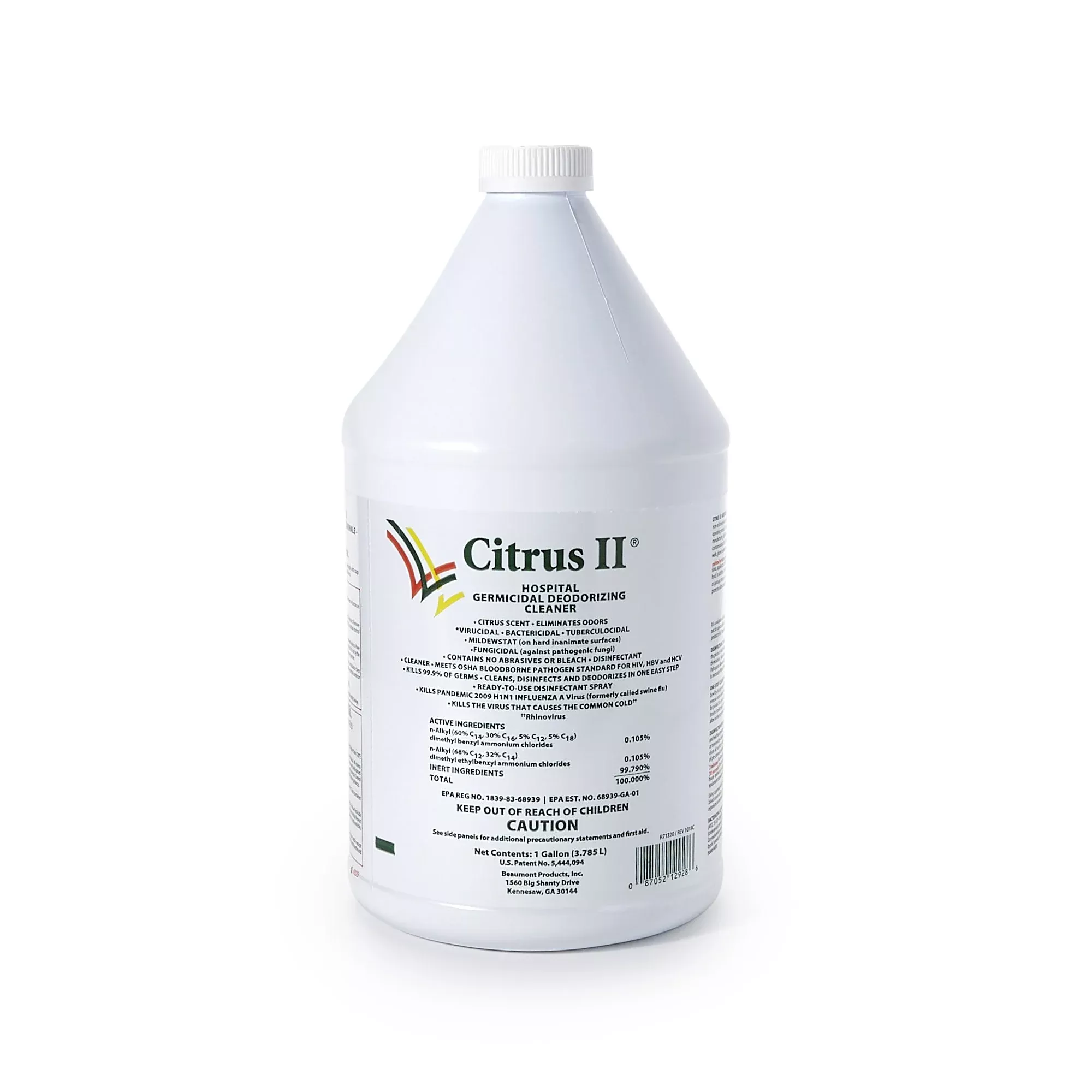 Citrus II Surface Disinfectant Cleaner, 1 gal Jug, 1 Case of 4