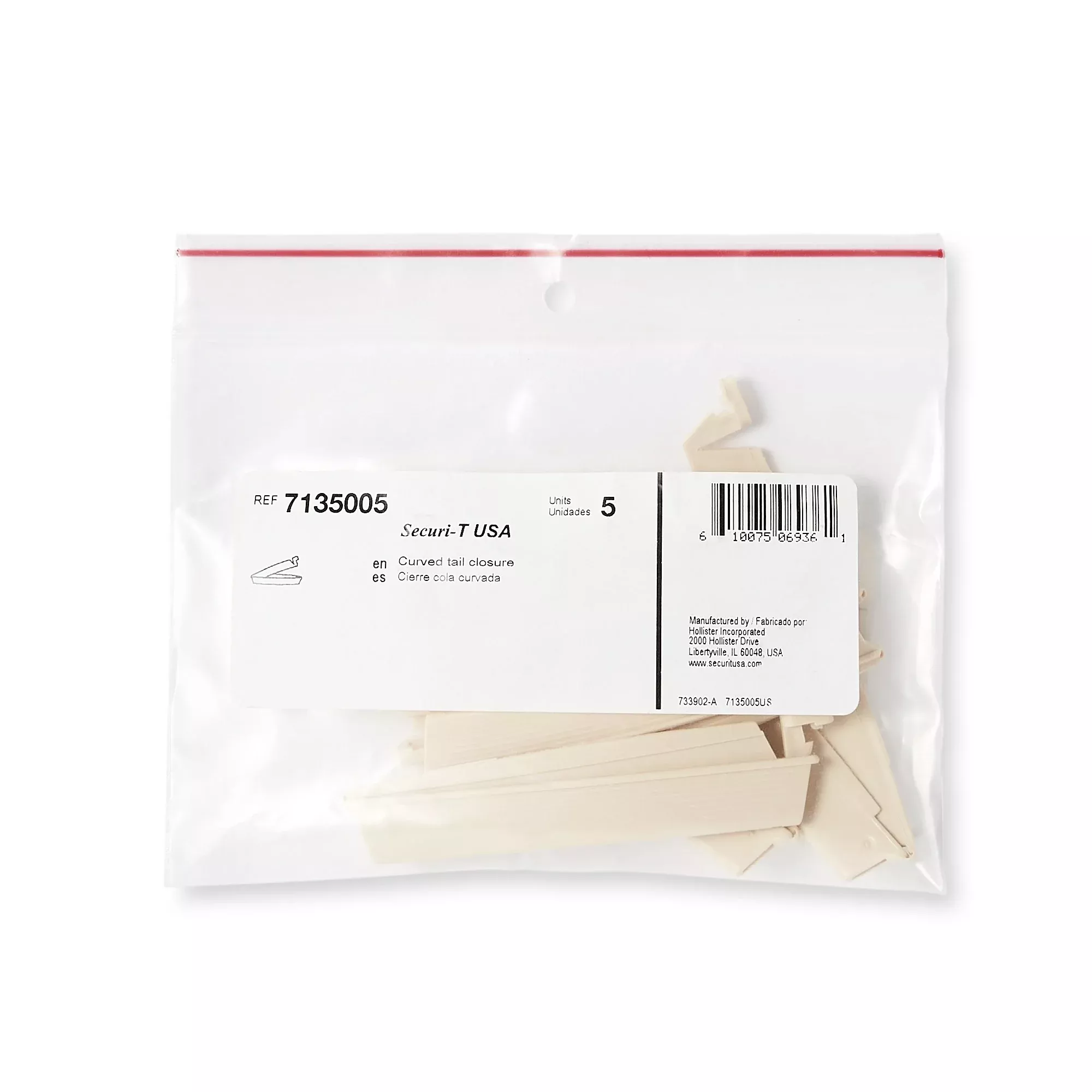 CLOSURE, CURVED TAIL SECURE-T (5/BX)