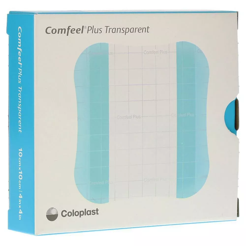 Comfeel Plus Transparent Hydrocolloid Dressing, 4 x 4 Inch, 1 Box of 10