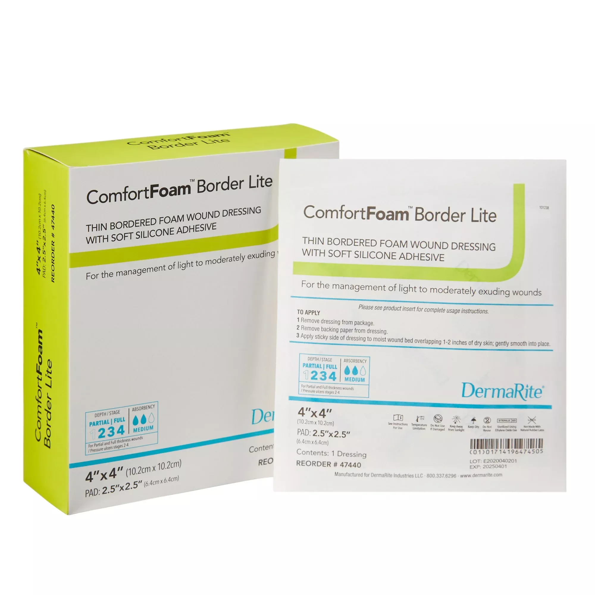 ComfortFoam™ Border Lite Silicone Adhesive with Border Thin Silicone Foam Dressing, 3 x 3 Inch, 1 Box of 10