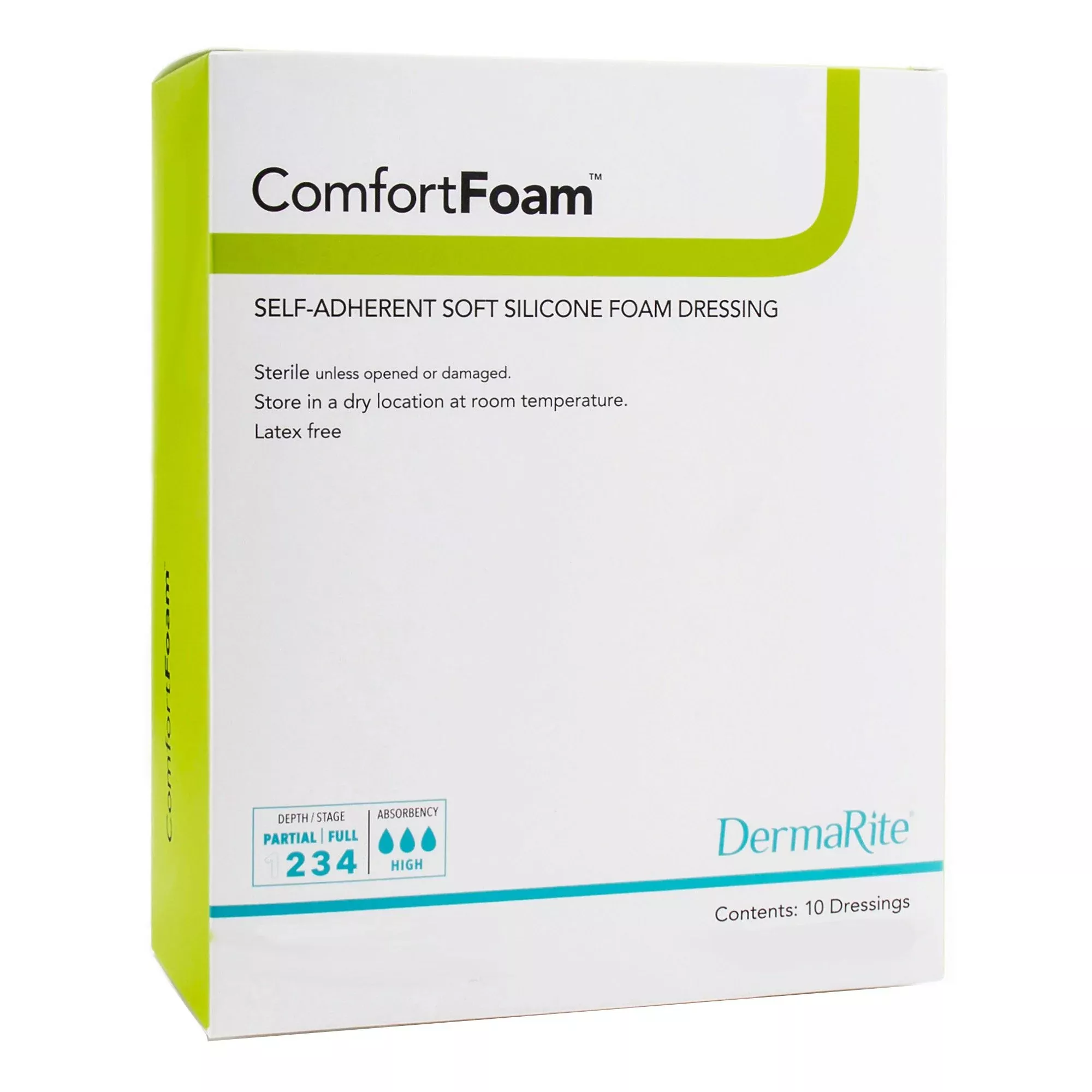 ComfortFoam™ Silicone Adhesive without Border Silicone Foam Dressing, 2 x 2 Inch, 1 Box of 10