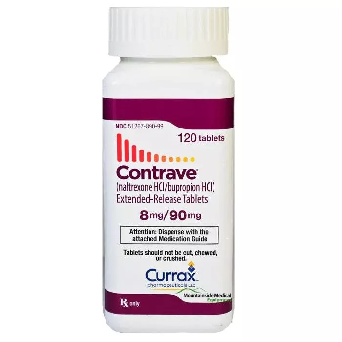 Contrave Naltrexone 8 mg + Bupropion 90 mg Extended Release Tablets, 120/Bottle (RX)