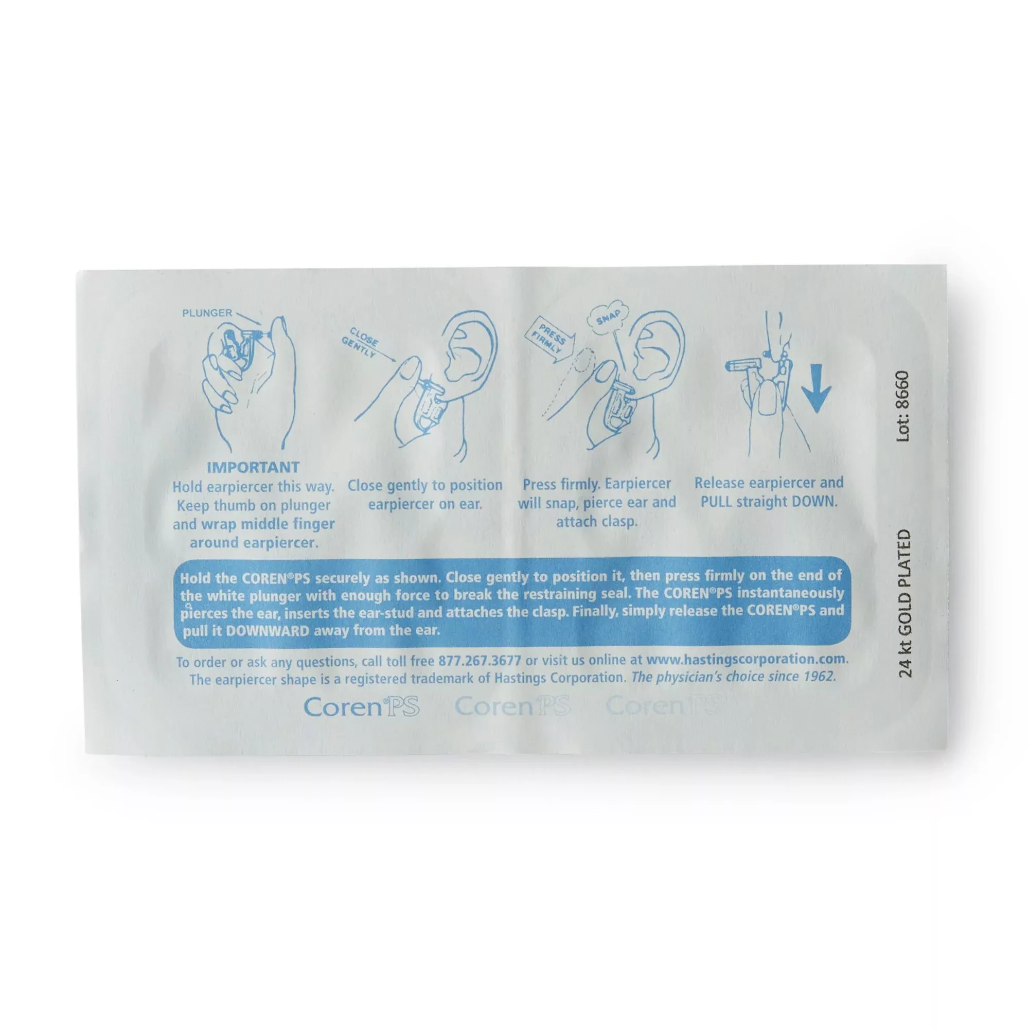 Coren PS Ear Piercer, 1 Box of 6