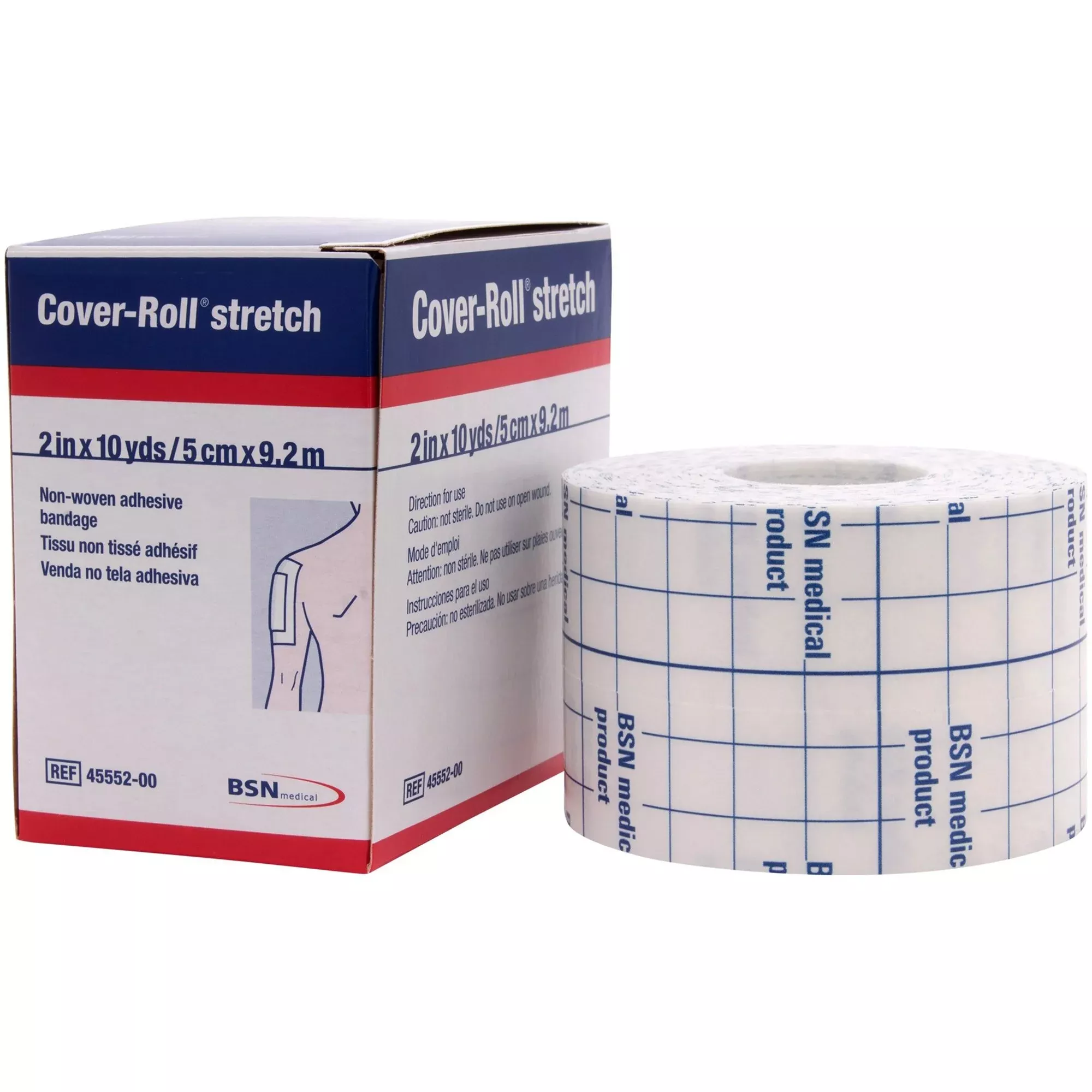 Cover-Roll Stretch Nonwoven Polyester Dressing Retention Tape, 2 Inch x 10 Yard, White, 1 Case of 12