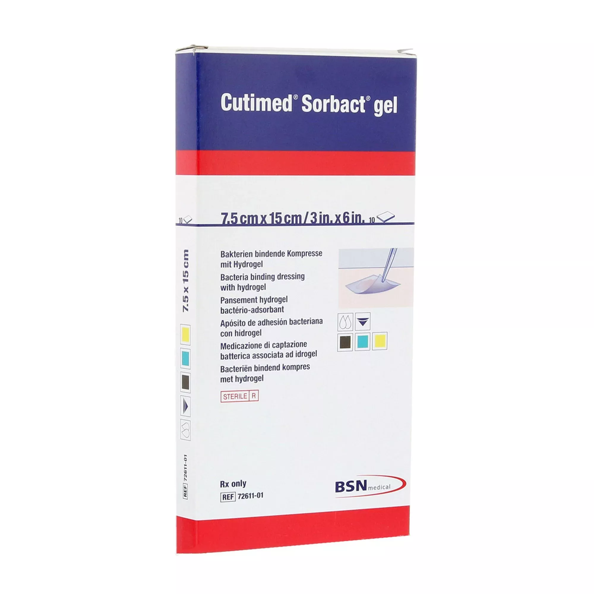 Cutimed Sorbact Sterile Hydrogel Dressing, 3 x 6 Inch, 1 Box of 10