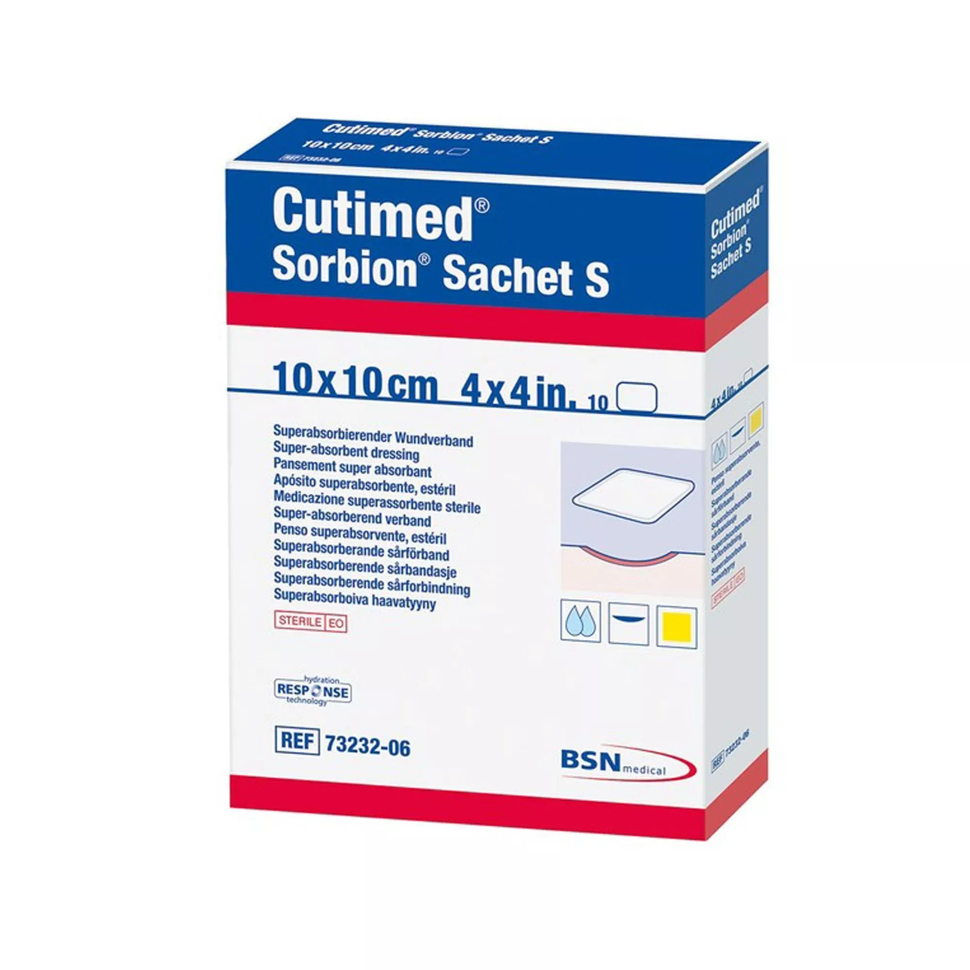 Cutimed Sorbion Sachet S Hydroactive Wound Dressing, 4 x 4 Inch, 1 Box of 10