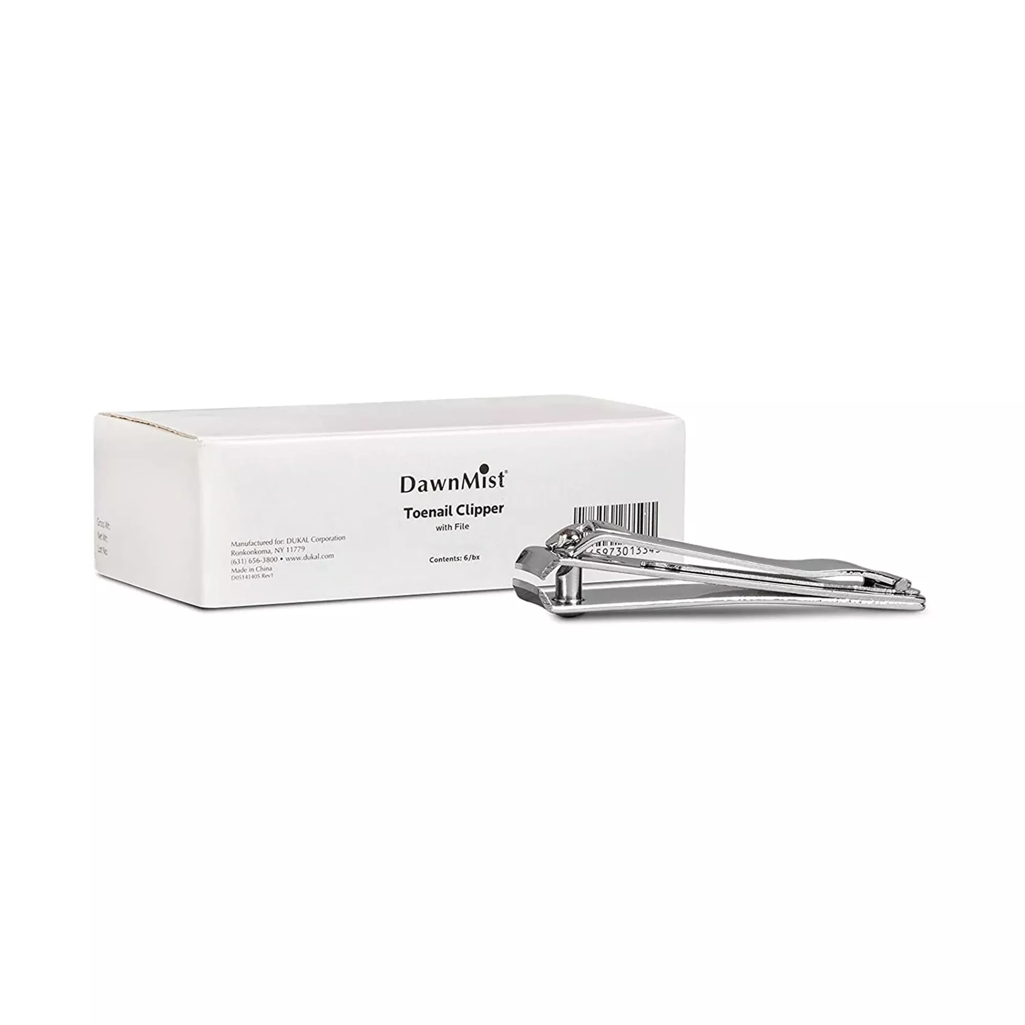 DawnMist Toenail Clippers with File, 1 Box of 6