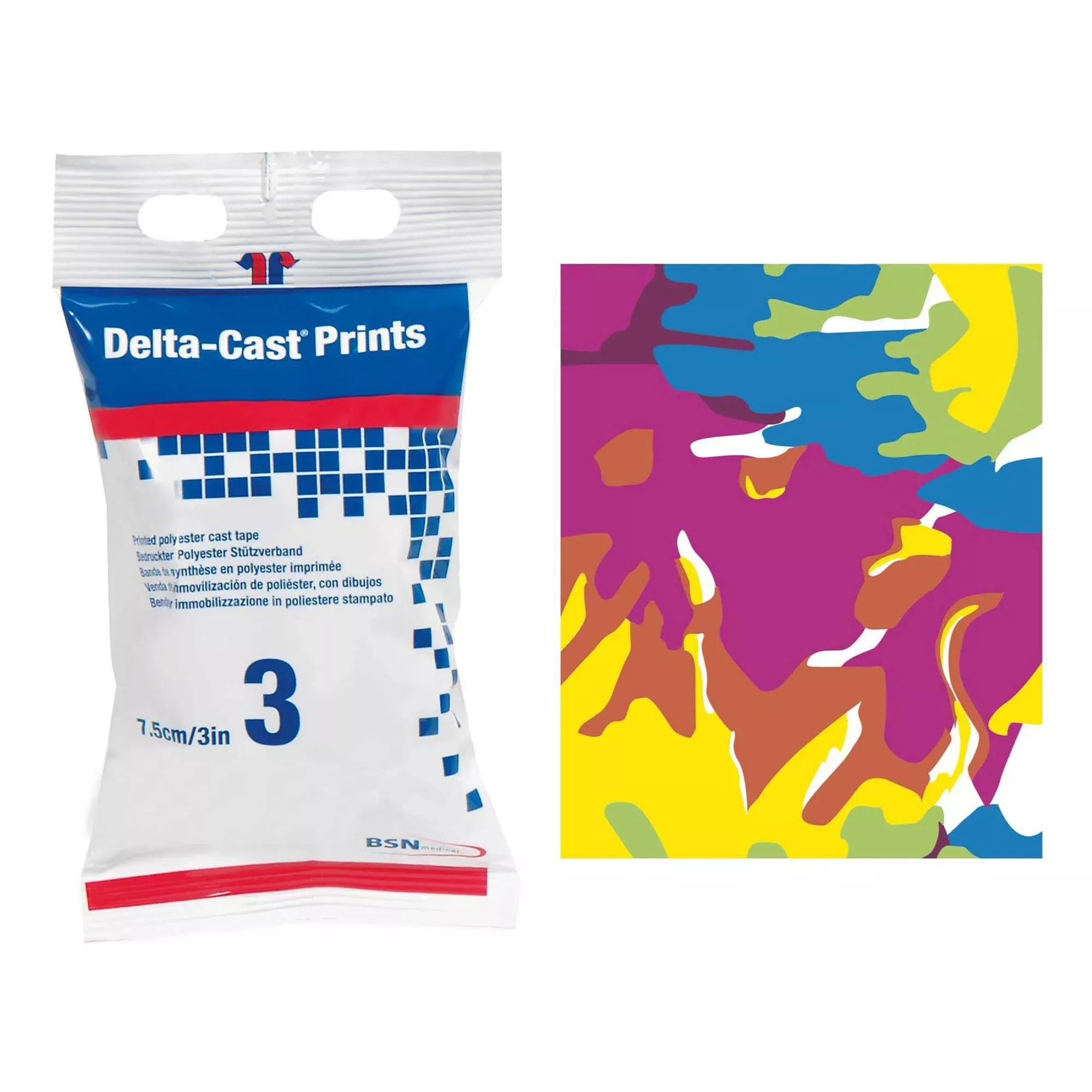 Delta-Cast Prints Pastel Cast Tape, 3 Inch x 4 Yard, 1 Box of 10
