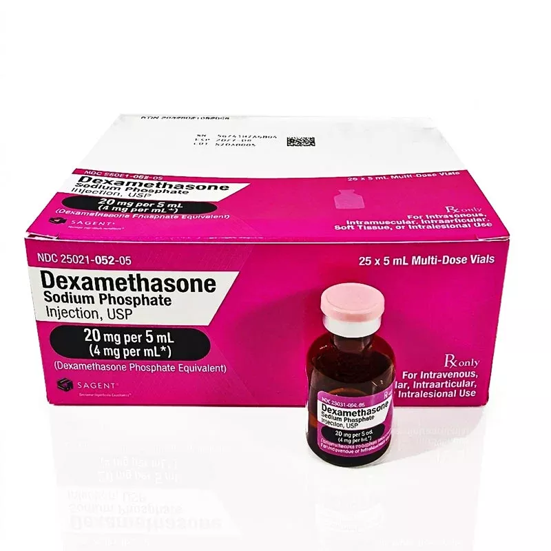 Dexamethasone Injection (Sodium Phosphate) 20 mg/5 mL Multiple-Dose Vials 5 mL x 25/Box (RX)