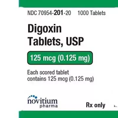 Digoxin Tablets 125 mcg (0.125 mg) by Novitium Pharma, 100 Count (RX)