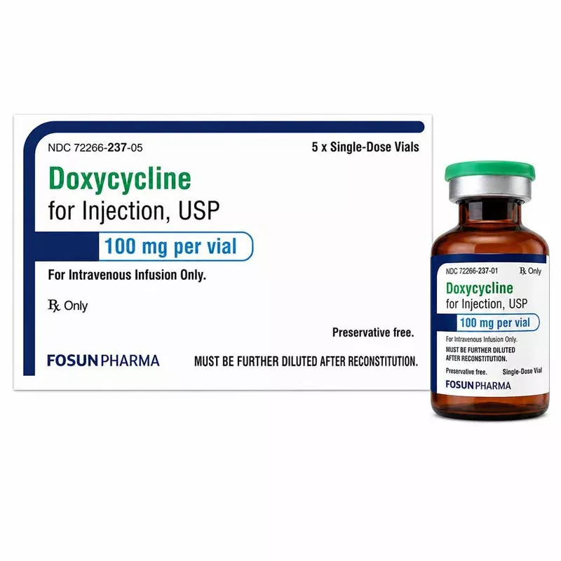 Doxycycline Hyclate 100 mg Injection Single-Dose Vials, 5/Box (RX)