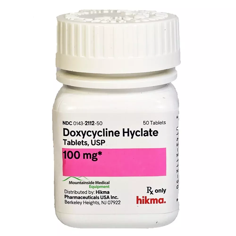 Doxycycline Hyclate 100 mg Tablets by Hikma, 50 Count (Rx)