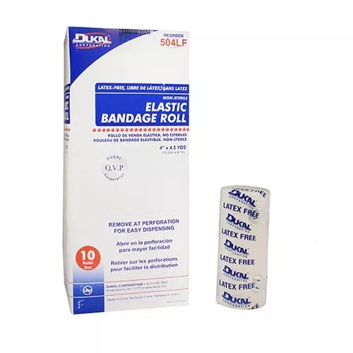 Dukal™ Clip Detached Closure Elastic Bandage, 4 Inch x 4-1/2 Yard, 1 Roll