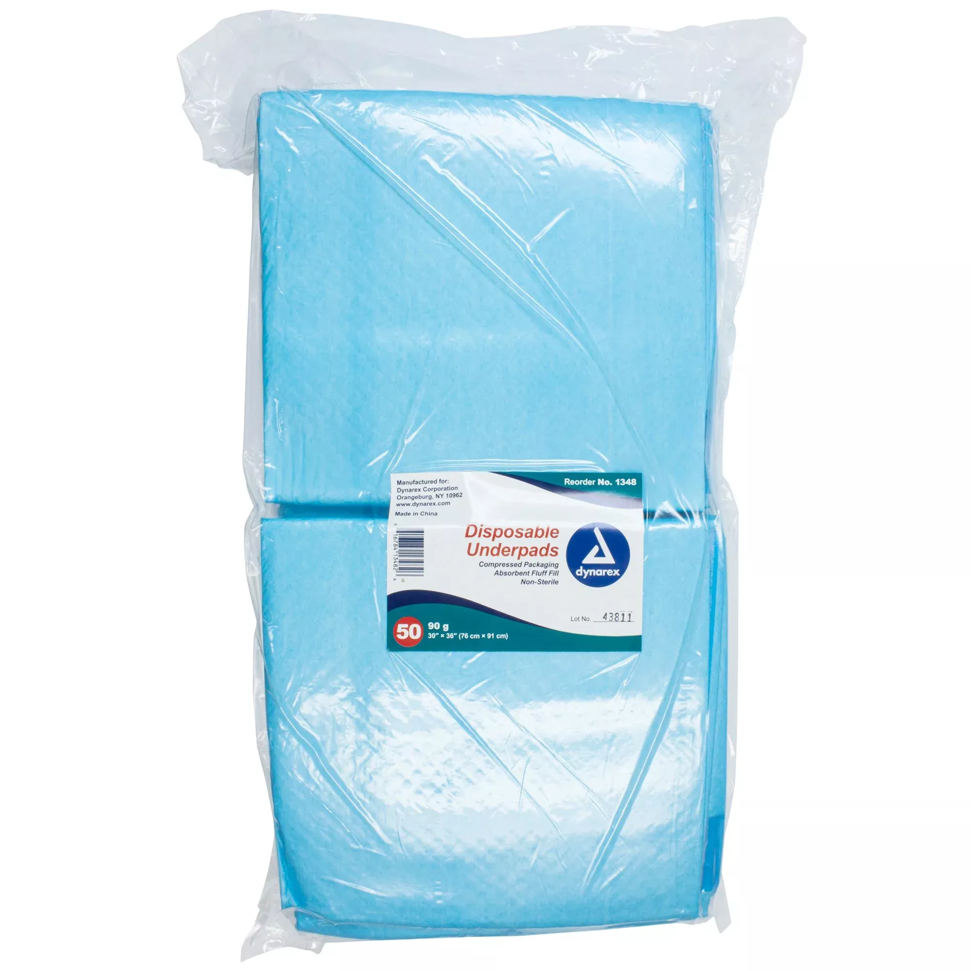 Dynarex Absorbent Fluff Fill Underpad, 30 x 36 Inch, 1 Case of 100
