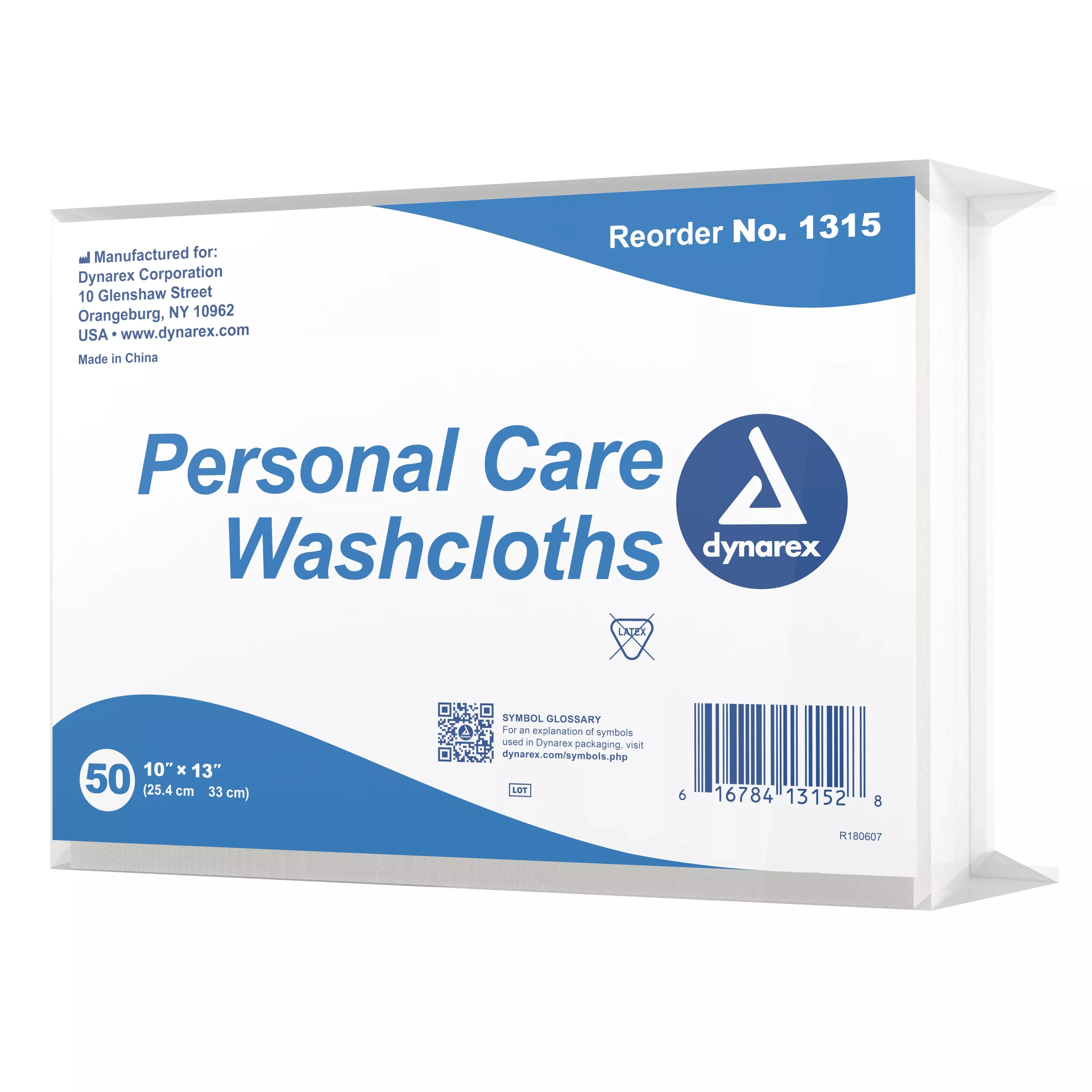 dynarex Disposable Washcloth, 10 x 13 Inch, 1 Case of 500