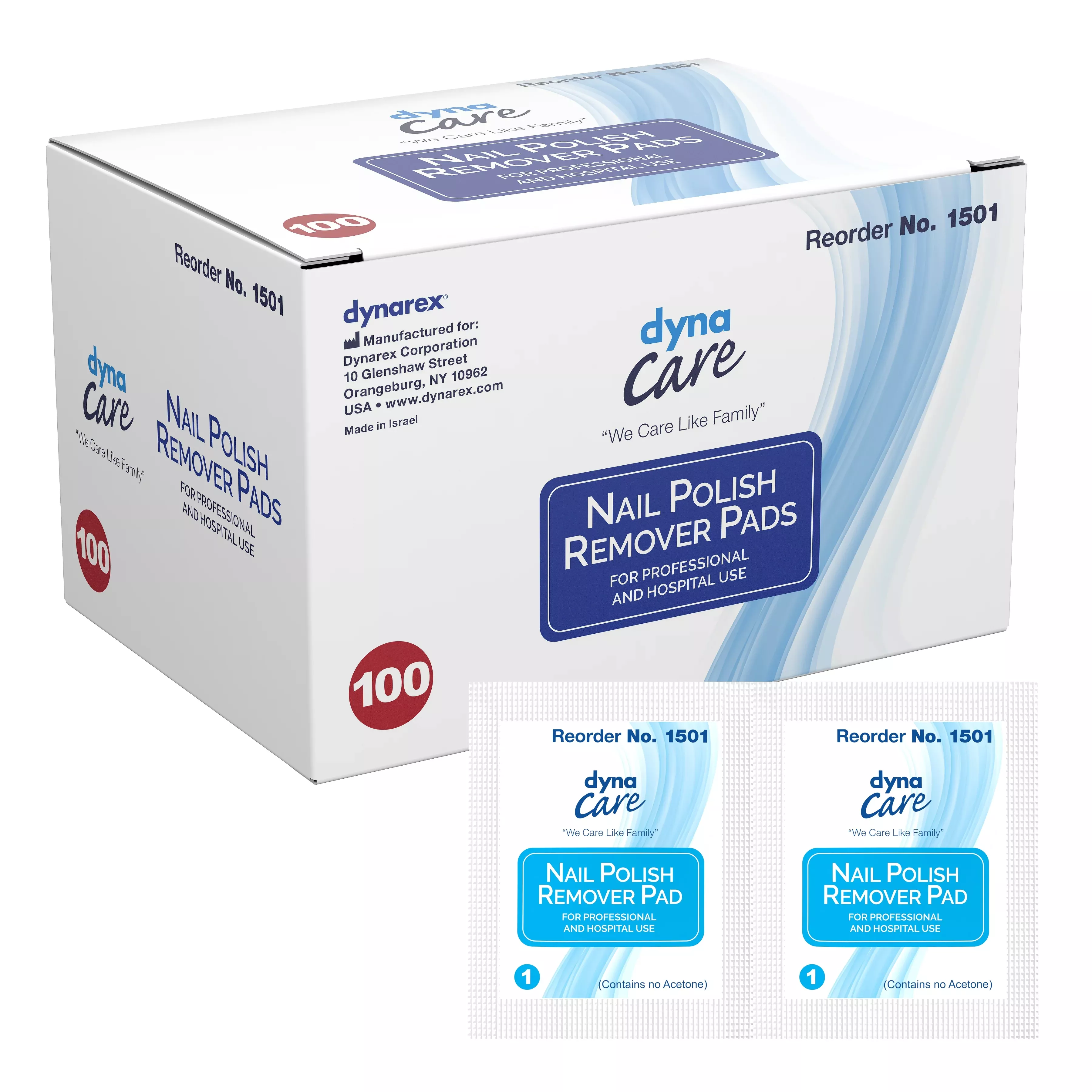 dynarex Nail Polish Remover Pads, 1 Box of 100