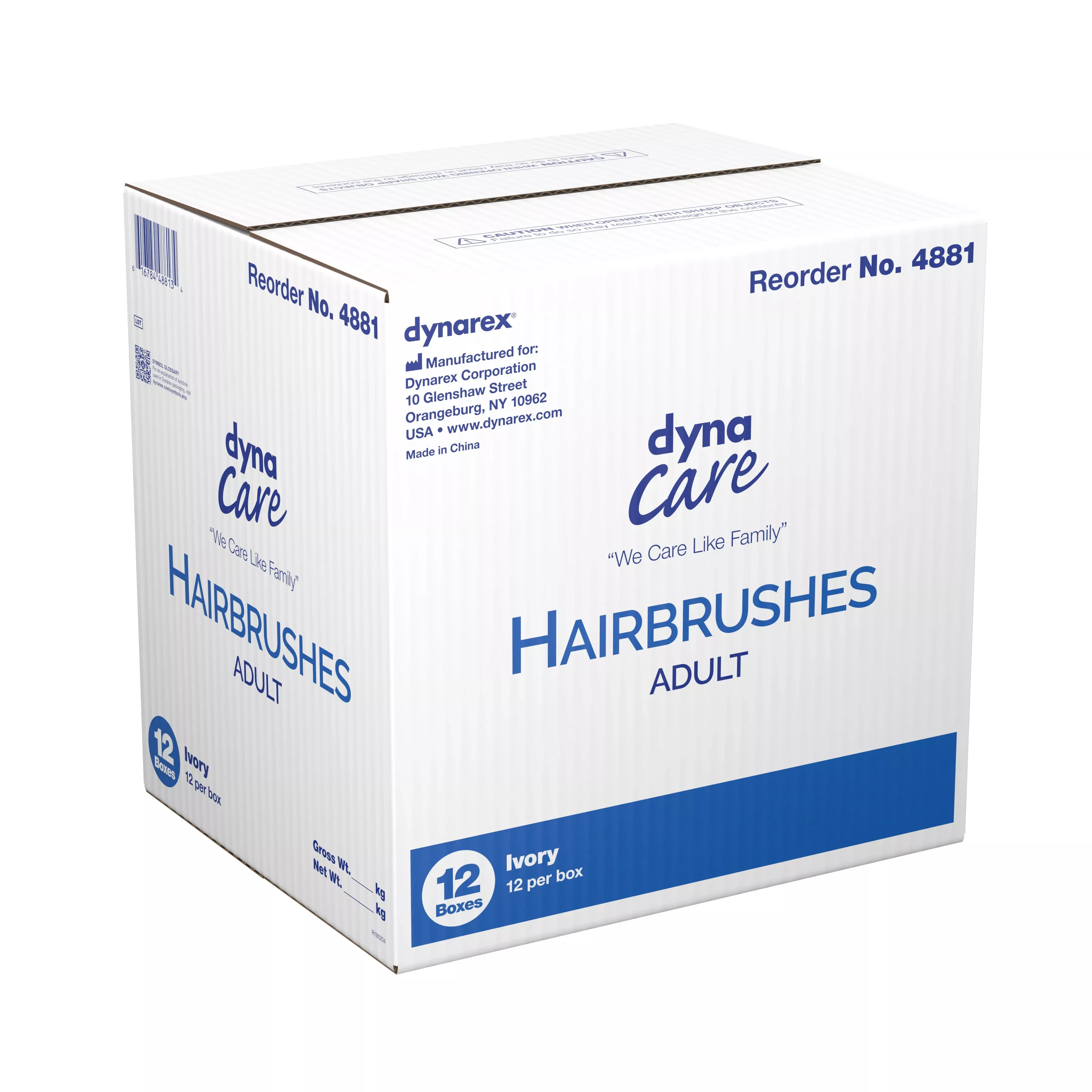 dynarex Nylon Bristle Hairbrush, 1 Box of 24