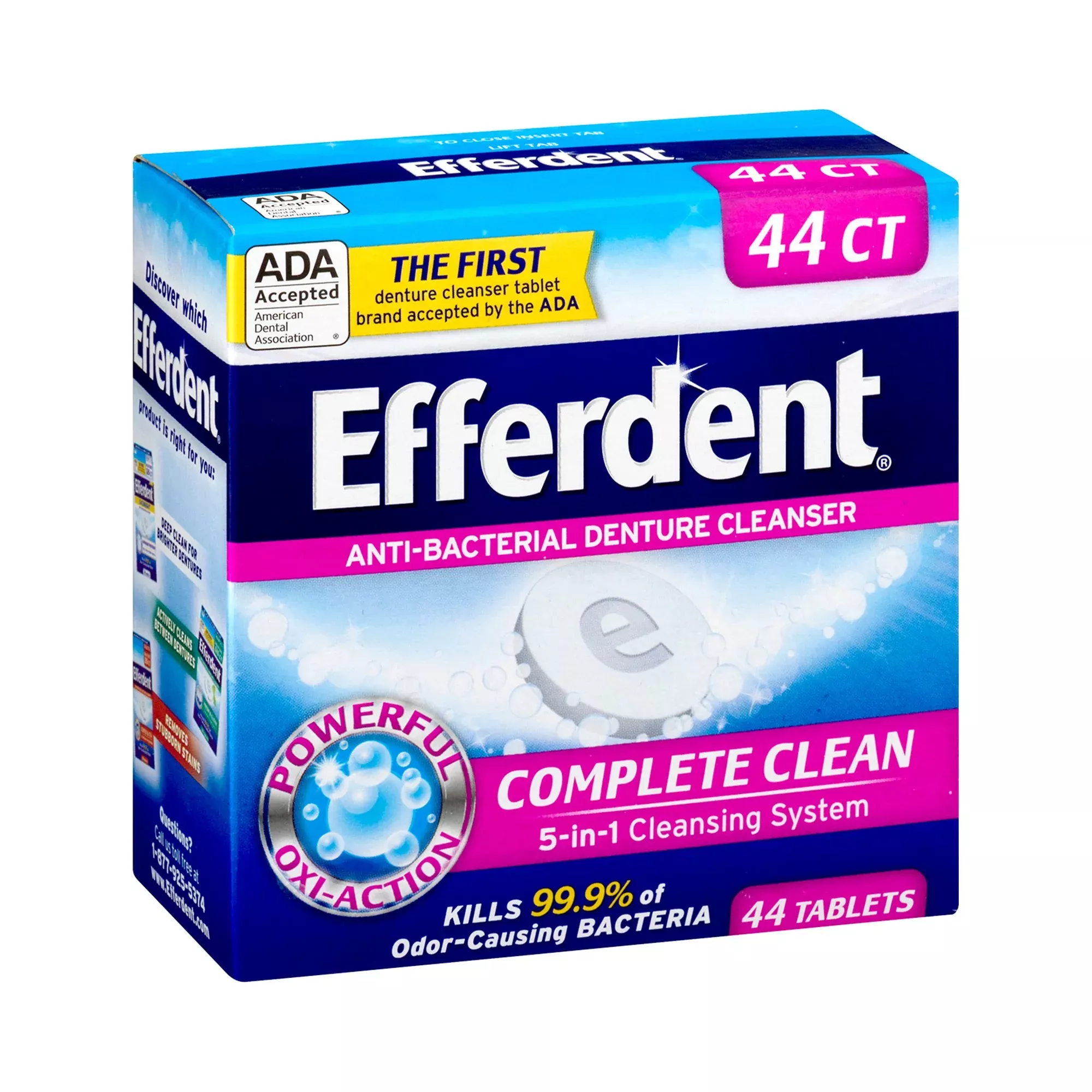 Efferdent Denture Cleaner, 44 Tablets per Box, 1 Box of 44