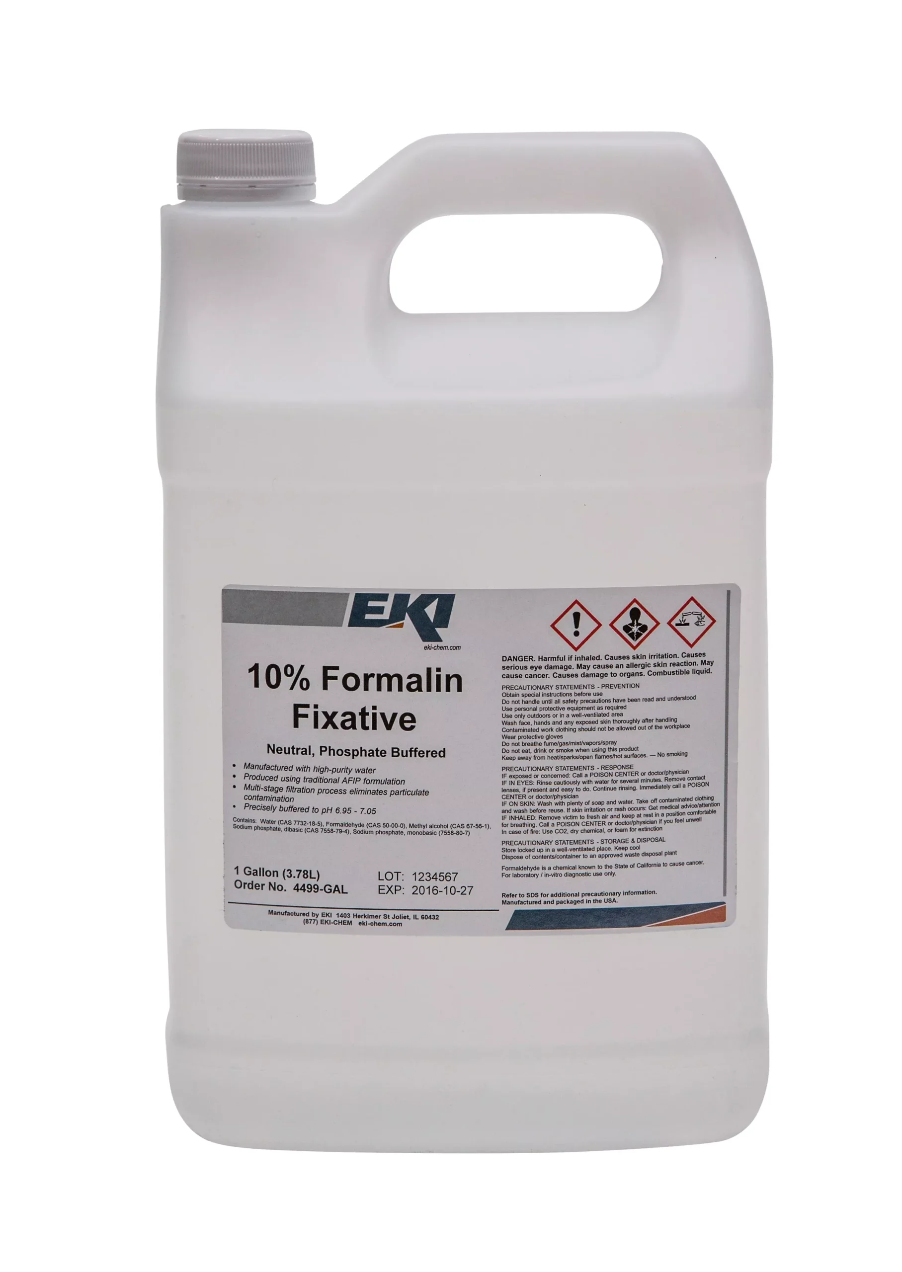 EKI Neutral Phosphate Buffered Formalin Histology Reagent, 1 Gallon, 1 Case of 4