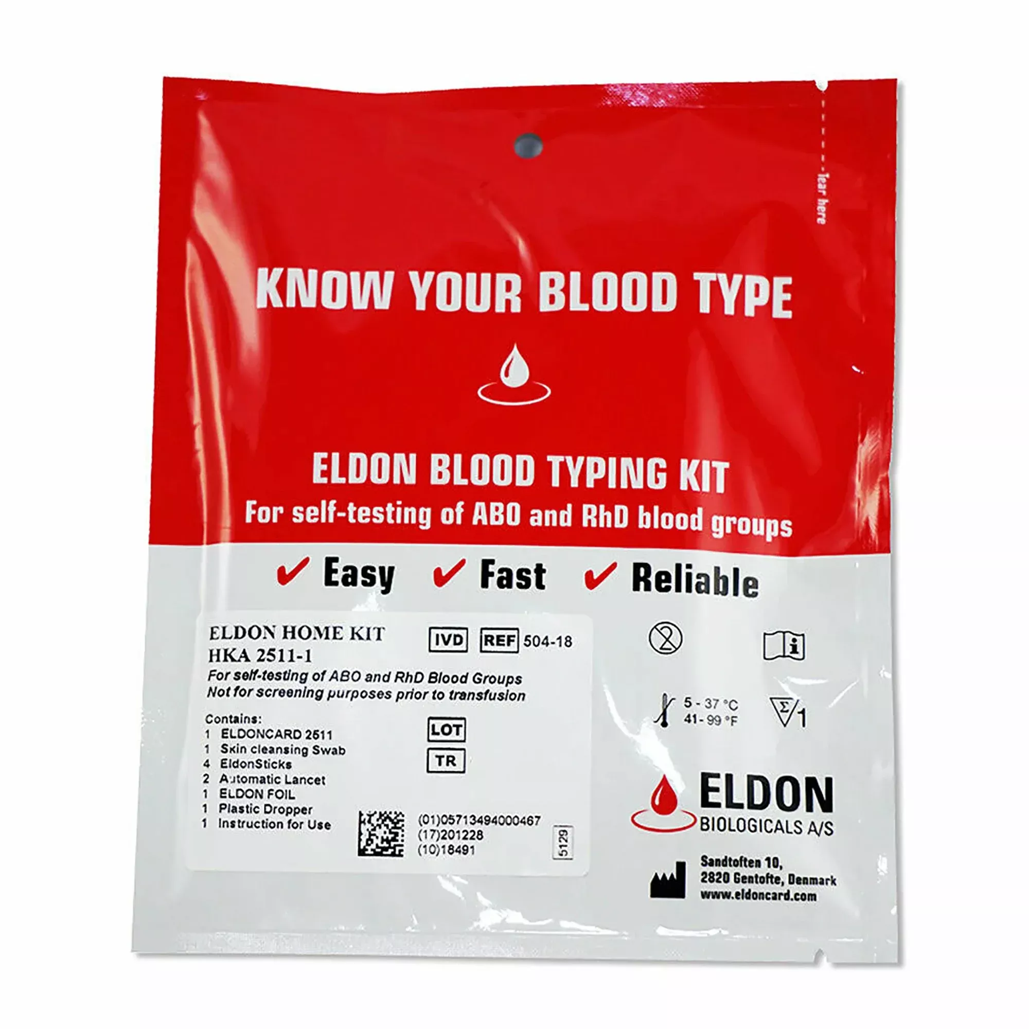 EldonCard Blood Typing Test Kit, 1 Pack