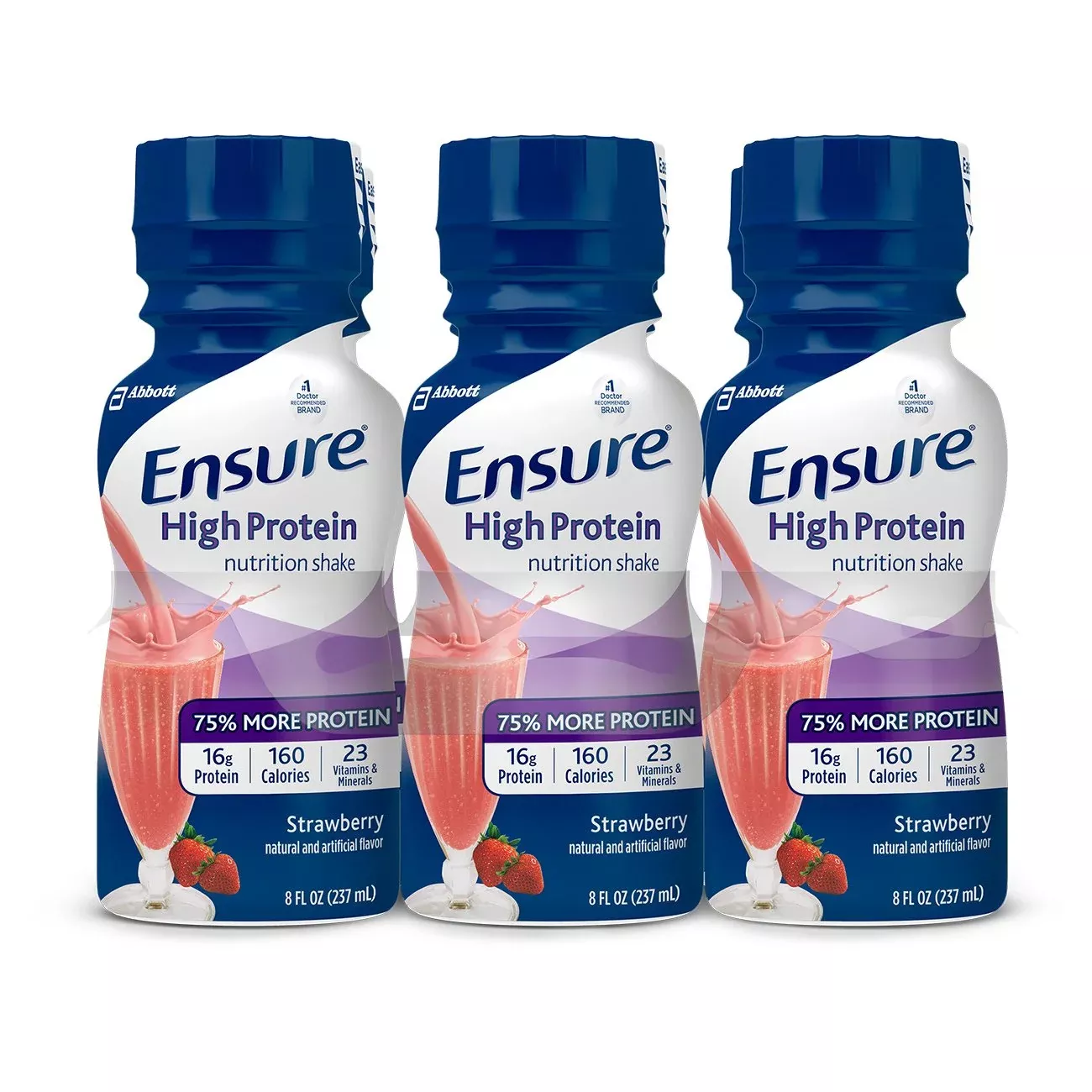 Ensure High Protein Strawberry Oral Supplement, 8 oz. Bottle, 1 Pack of 6