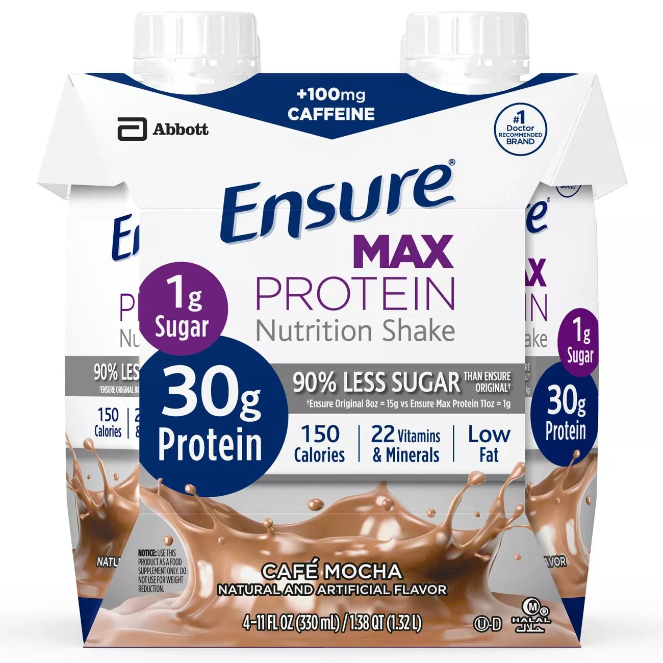 Ensure Max Protein Café Mocha Oral Supplement, 11 oz. Carton, 1 Pack of 4