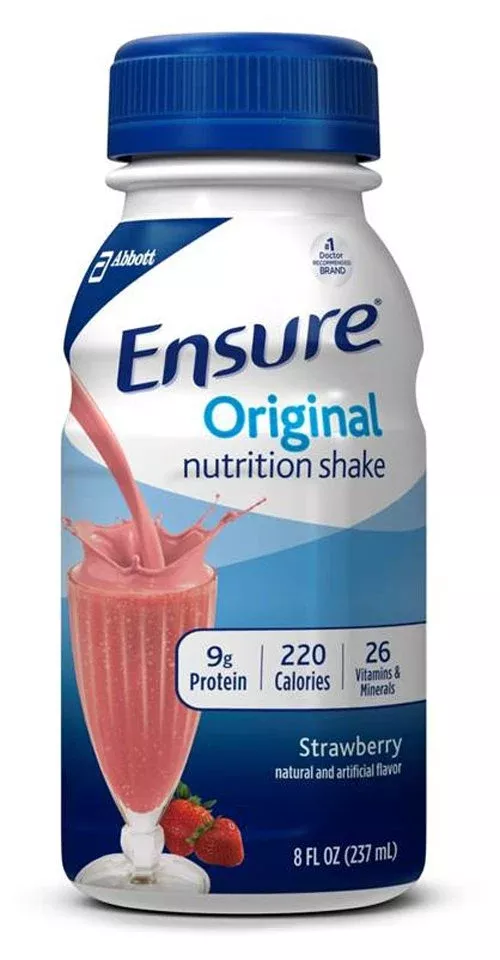 Ensure Original Shake Strawberry Oral Supplement, 8 oz. Bottle, 1 Case of 16