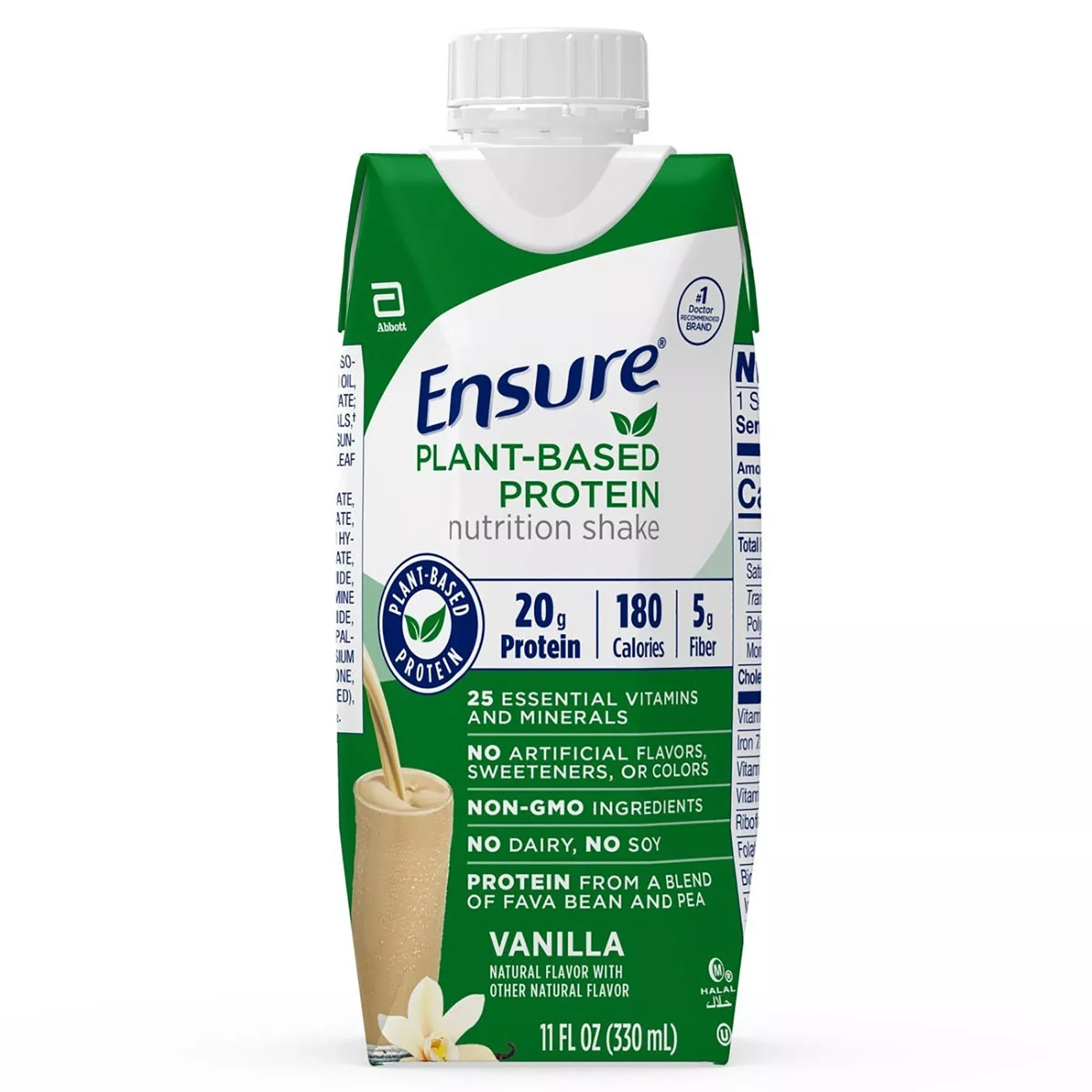 Ensure Plant Based Protein Nutrition Shake Vanilla Oral Protein Supplement, 11 oz. Carton, 1 Pack of 4