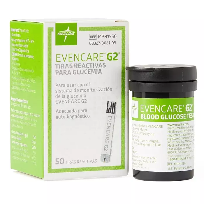 EvenCare G2 Blood Glucose Test Strips 50 Count