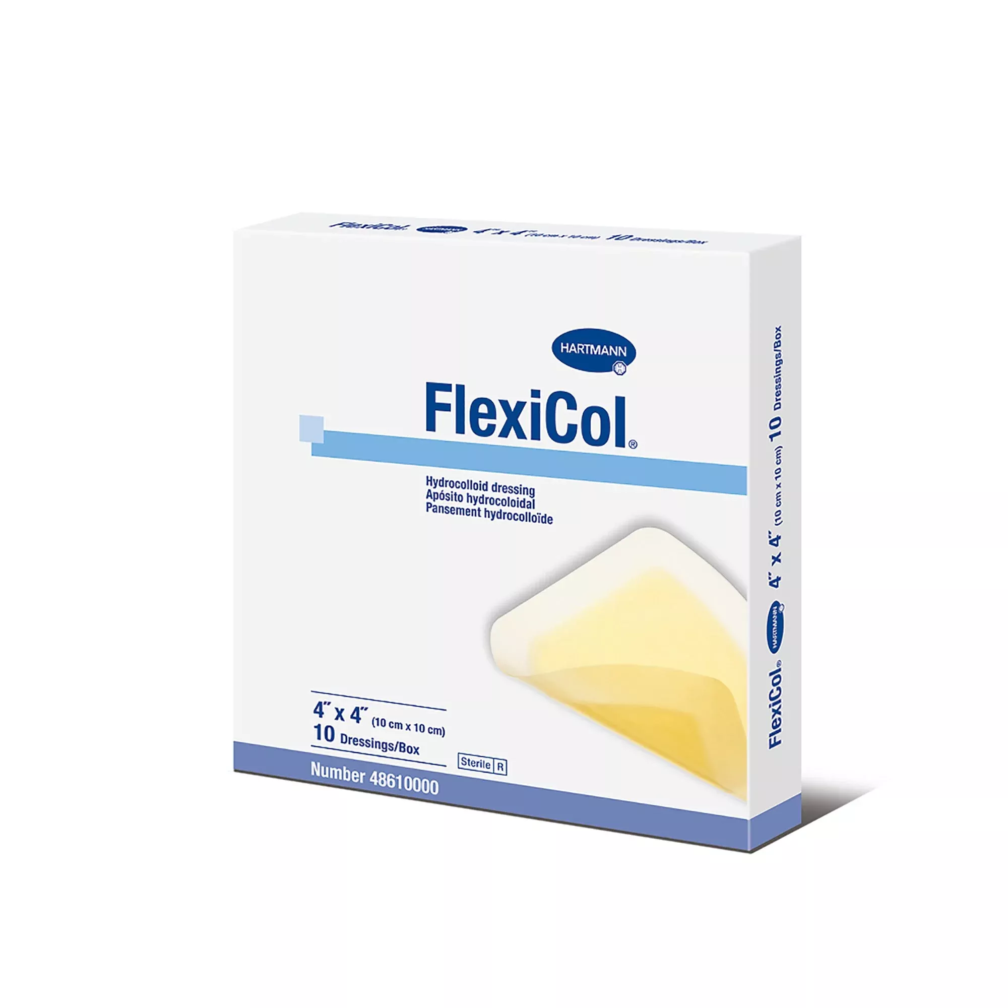 FlexiCol Hydrocolloid Dressing, 4 x 4 Inch, 1 Box of 10