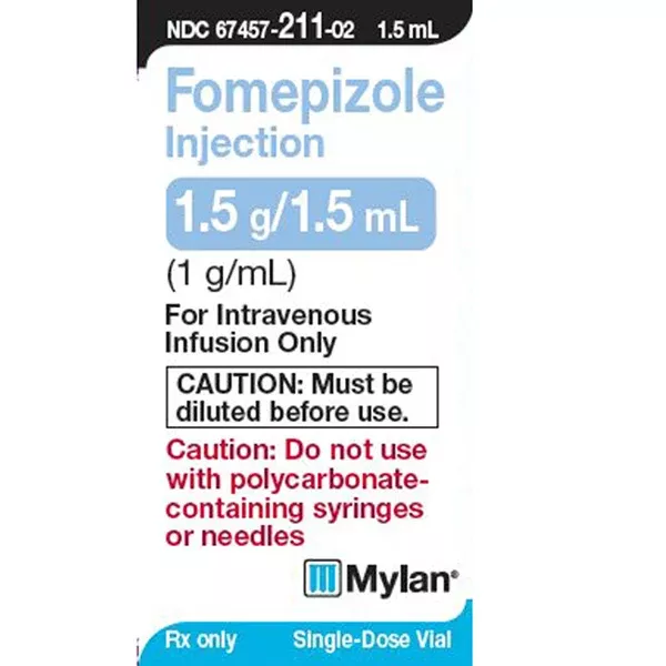 Fomepizole injection 1.5gm/1.5mL Single-Dose Vials 1 gram Vial (RX)