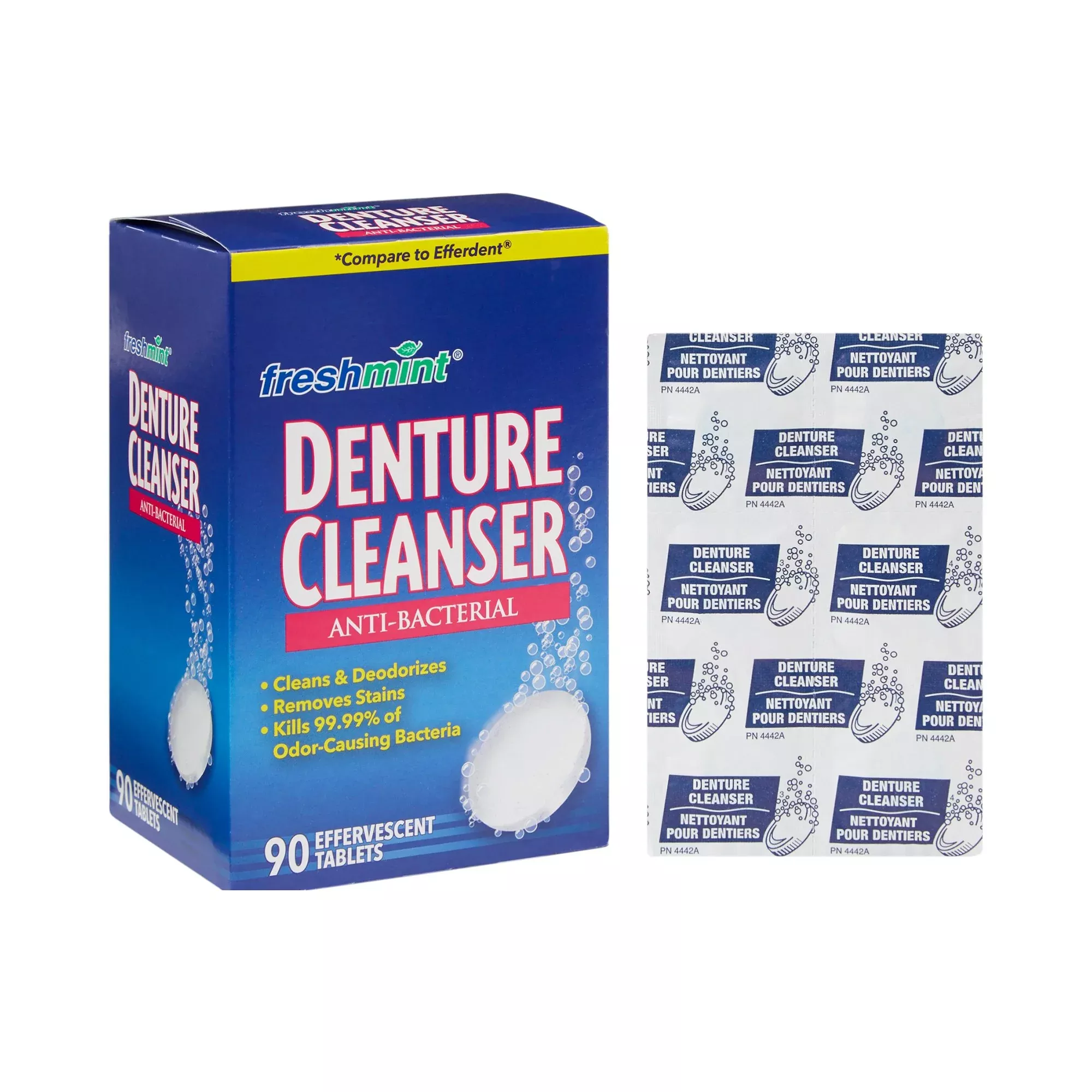 freshmint Denture Cleanser Anti-Bacterial Tablets, 1 Box