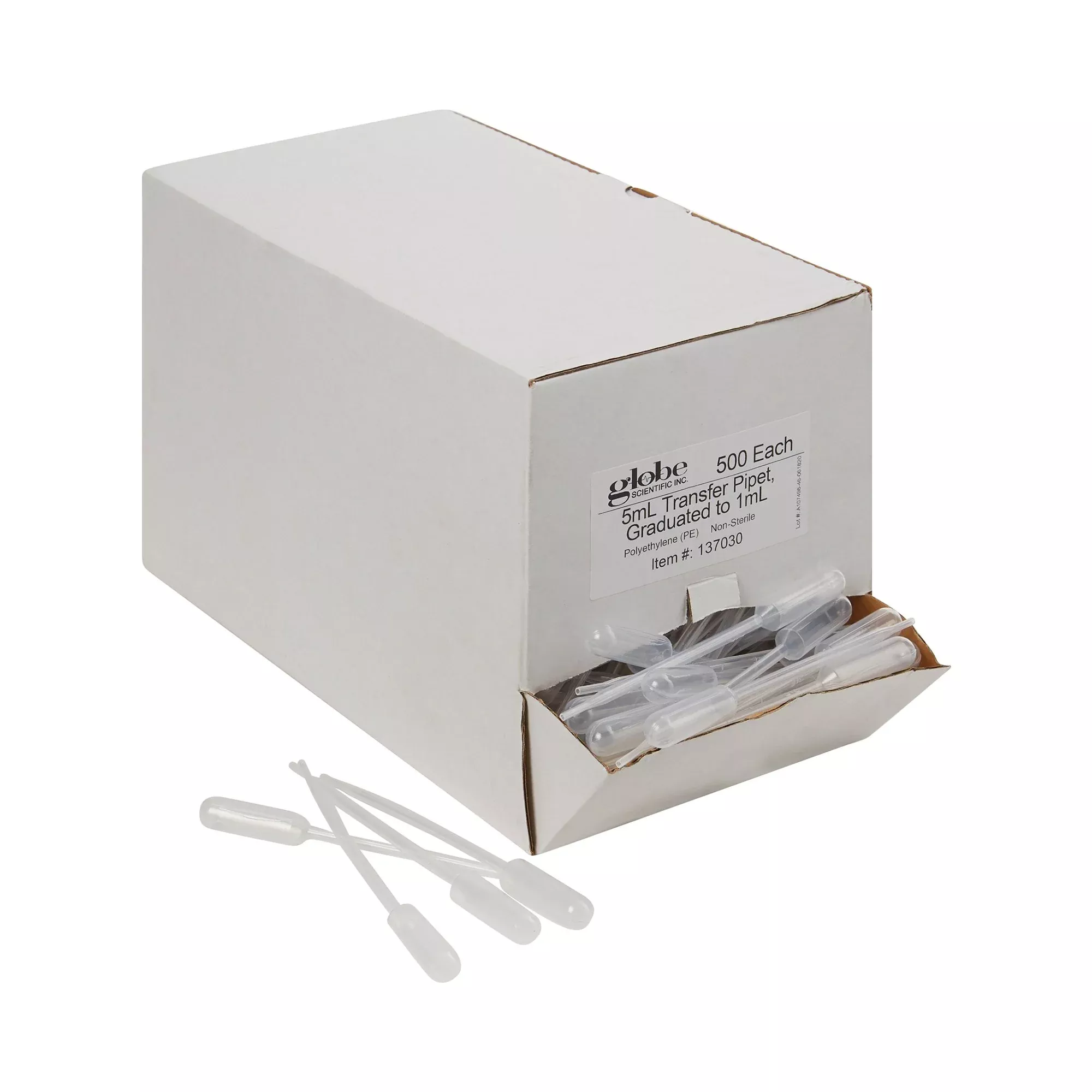 Globe Scientific Transfer Pipette, 5 mL, 1 Box of 500