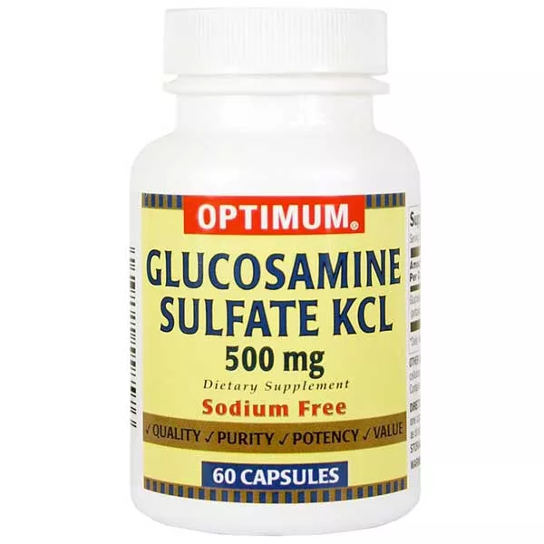 Glucosamine Sulfate KCL 500 mg Capsules, Sodium Free 60 Count
