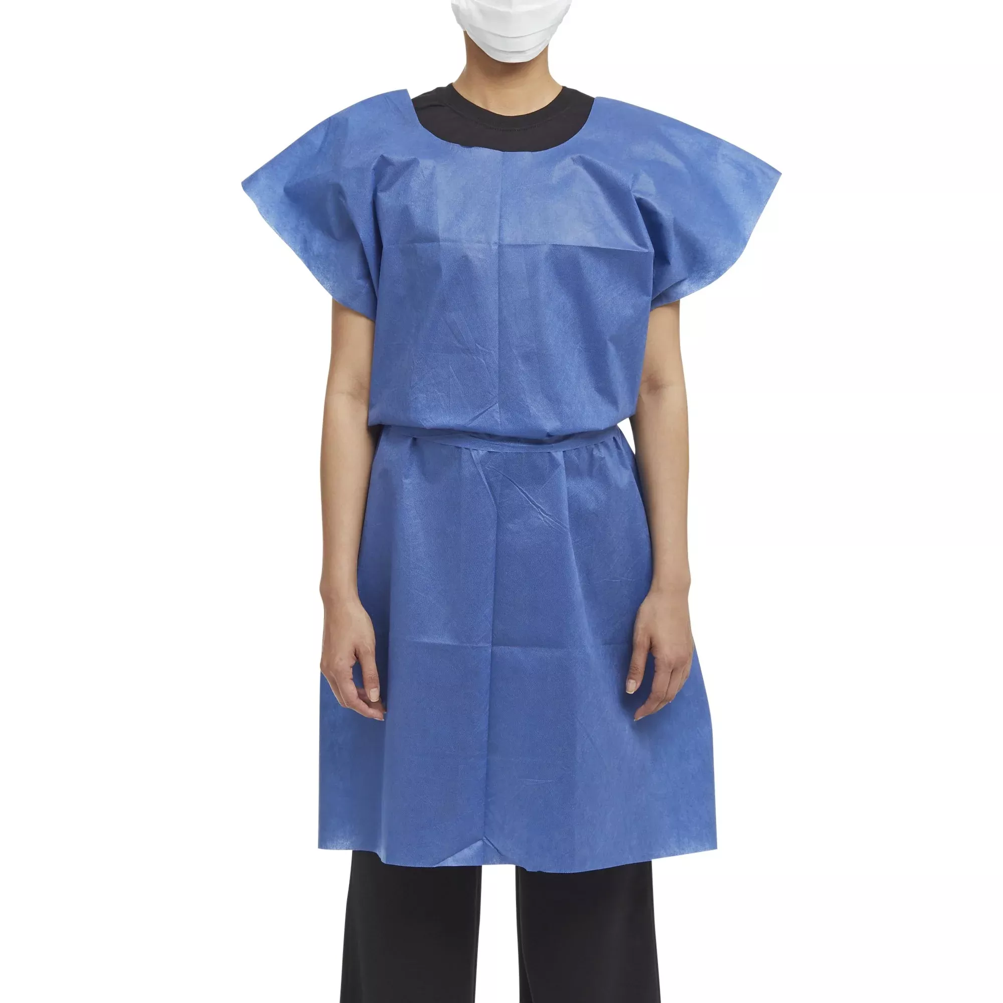 Graham Medical Products Exam Gown, Medium/Large, Blue, 1 Case of 50
