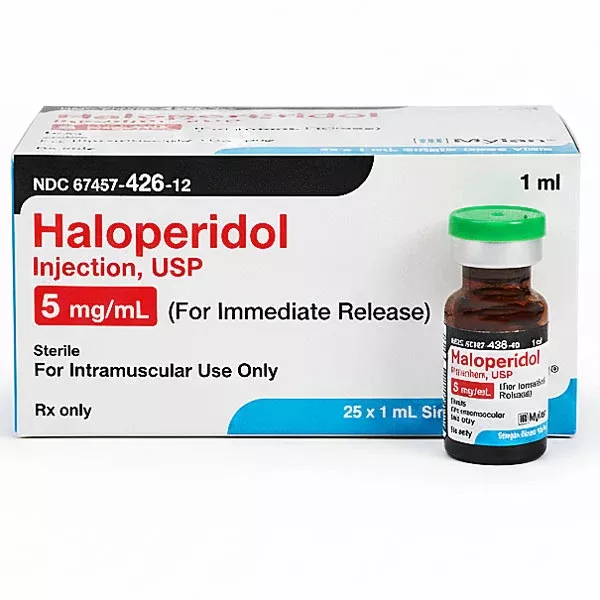 Haloperidol Injection 5 mg/mL Single Dose Vials for Intramuscular Use, 25/pk (Rx)