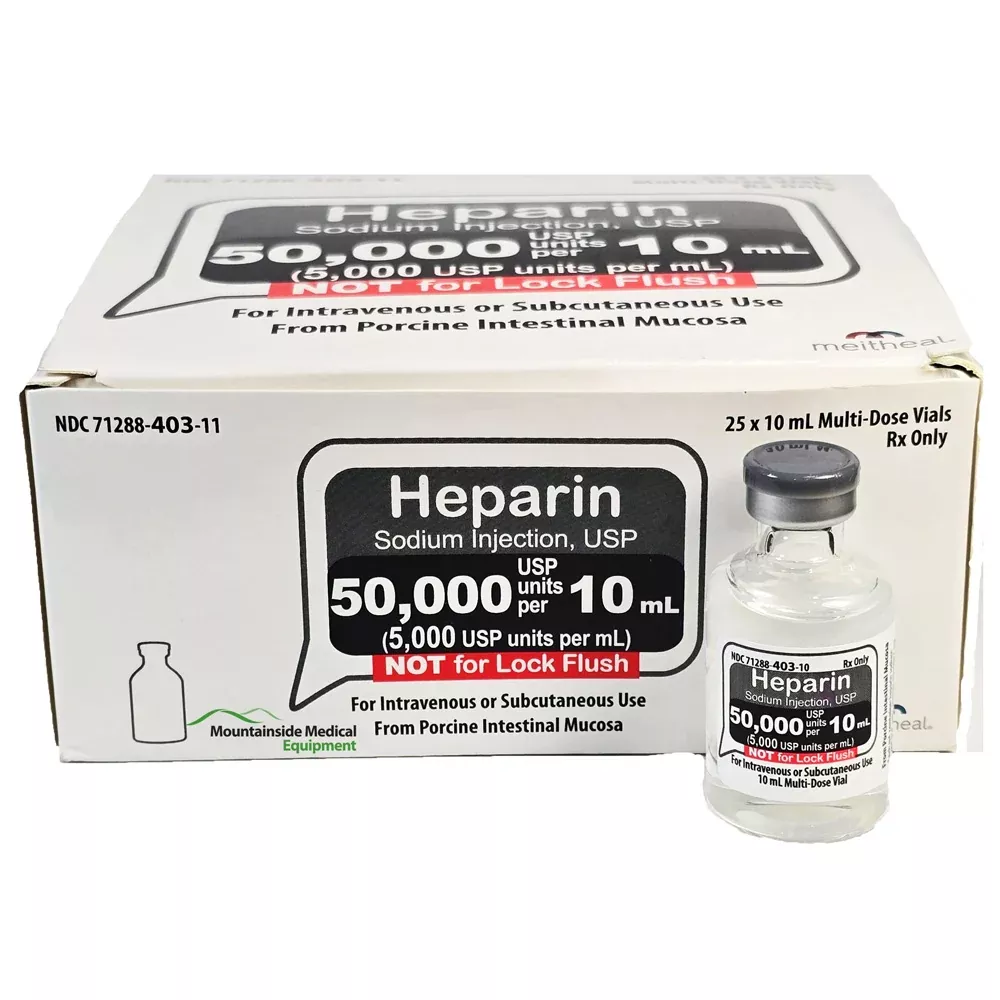 Heparin Sodium Injection USP 50000 Units Per 10 mL Multiple Dose Vials, 10 mL x 25/Pack (RX)