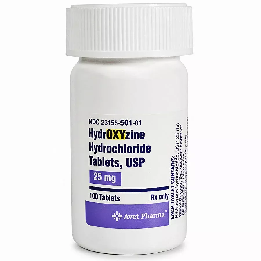 Hydroxyzine Hydrochloride 25 mg Tablets by Avet Pharma 100 Count (RX)