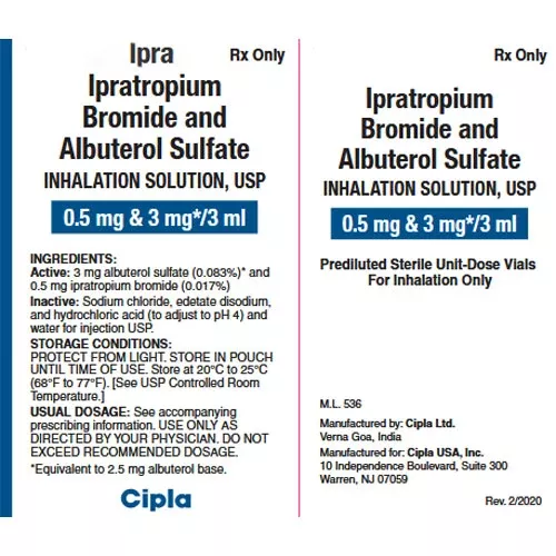 Ipratropium Bromide and Albuterol 0.5mg/3mg Nebulizer Solution 3 mL x 30/Box (Rx)