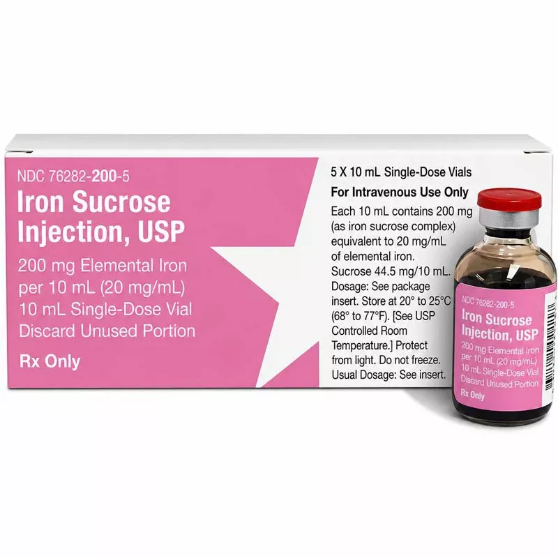 Iron Sucrose Injection 20 mg/mL SIngle-Dose Vial 10 mL x 5/Pack (RX)