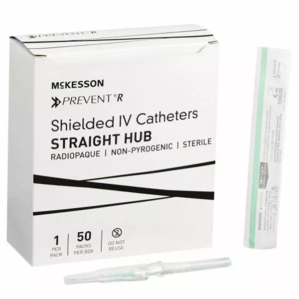IV Catheter 18 Gauge x 1.16" Prevent R Peripheralwith Button Retracting Safety Needles 50/Box