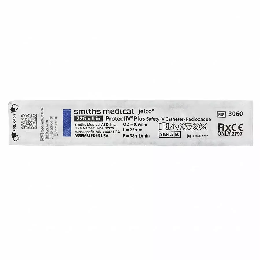IV Catheter Needle 22 gauge x 1 inch PROTECTIV Plus, Safety Retracting Needle, Radiopaque, Sterile