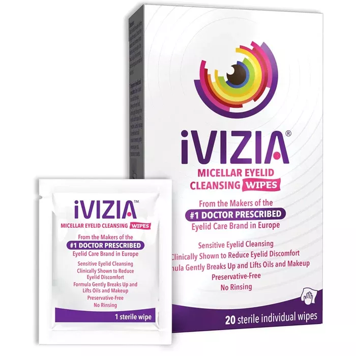 ivizia Eyelid Cleansing Wipes for Senstive Eyes, Sterile Individually Wrapped 20/Box