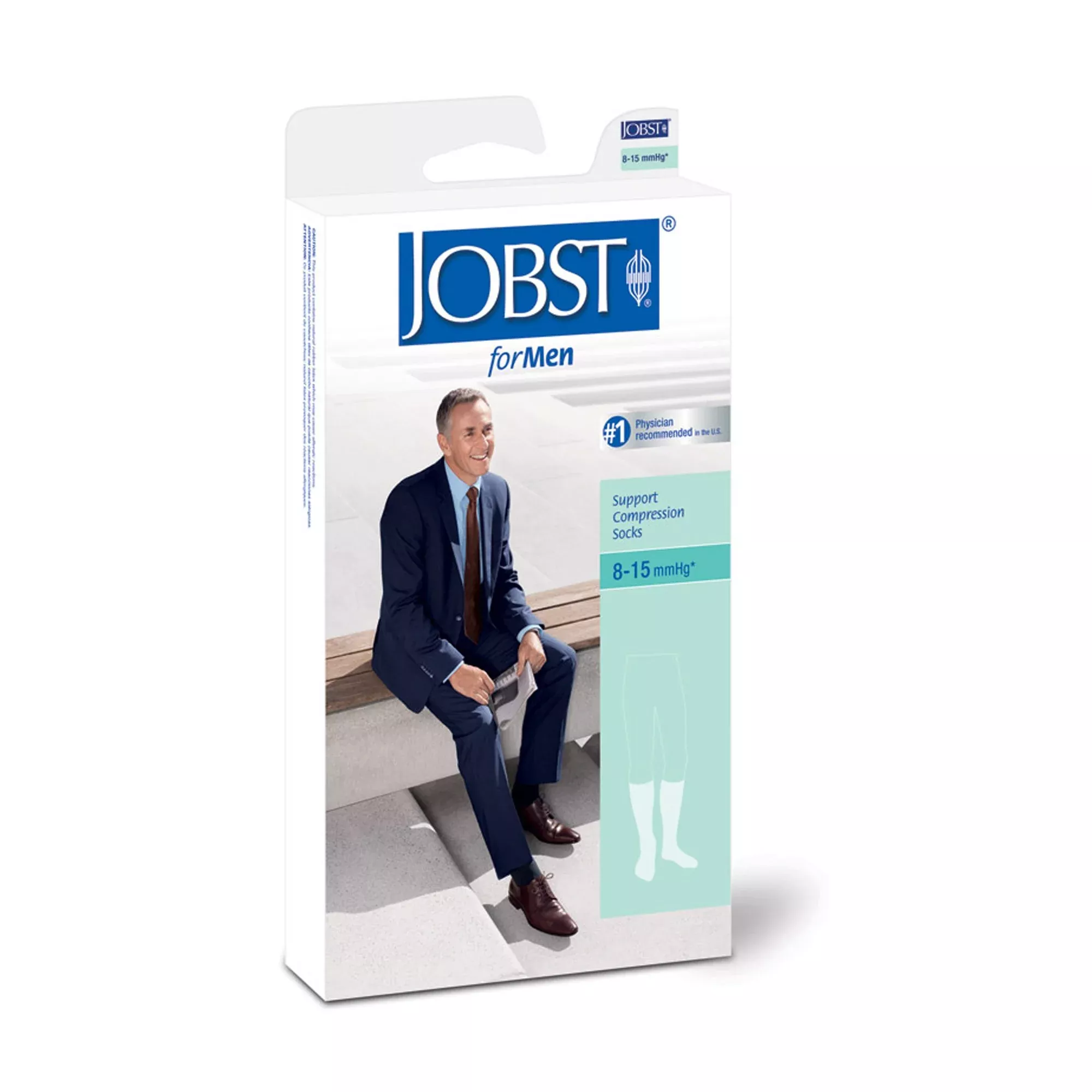 Jobst for Men Compression Knee-High Socks, X-Large, White, 1 Pair