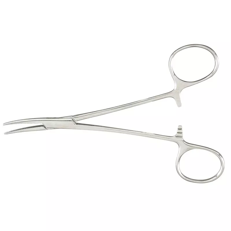 Kelly Hemostatic Forceps 5.5 inch Stainless Steel with Locking Finger Ring Handle Curved Serrated Tips