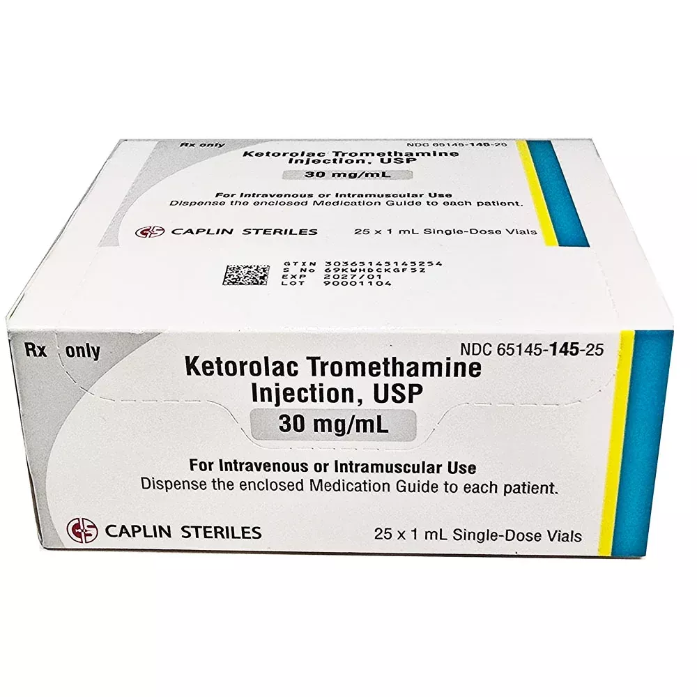Ketorolac Tromethamine Injection 30mg/mL Single-Dose 1 mL x 25/Box (Rx)