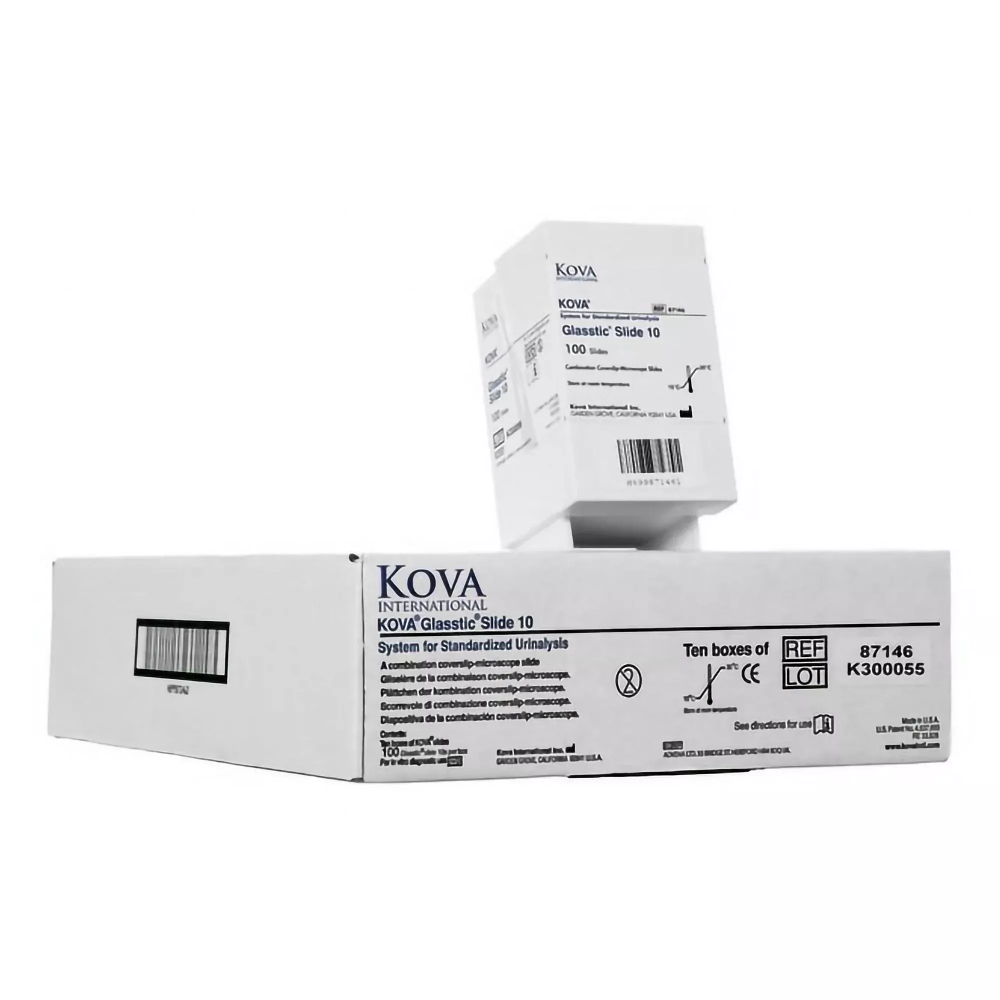 KOVA Glasstic Disposable Microscope Slide For Urinalysis, 10 Chambers, Hemocytometer-Type Grid, 1 Pack of 100