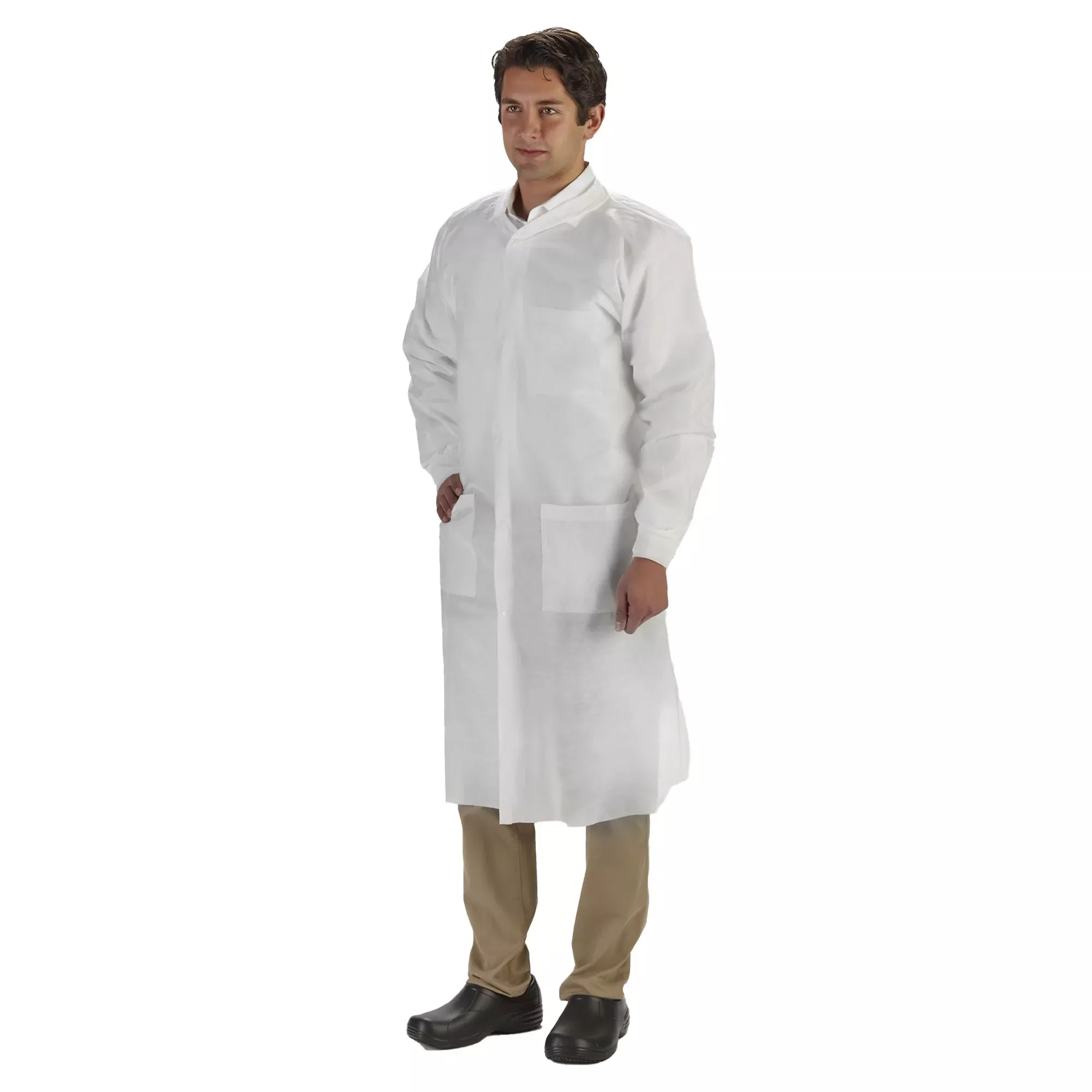 LabMates Lab Coat, X-Large, White, 1 Bag of 10